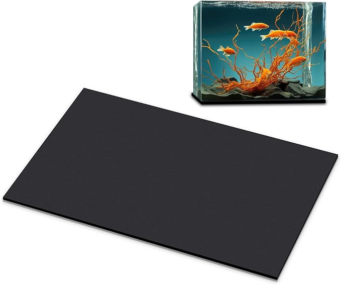 Pangda 1 Pcs Aquarium Fish Self Leveling Mat for Under Tank Foam Compressible Neoprene Mat with Adhesive Backing Waterproof Easy to Cut Stability, Black (20 x 10 Inch)