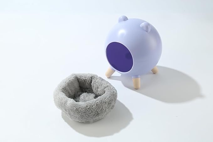 TUTU&LELE Hamster Hideout, Tiny House Hideout and Habitat, Space Elf Hiding Nest, Durable Hamster Bed with Round Thick Plush Pads, for Mice, Gerbils,Hamsters to Play, Sleep and Rest (Purple)