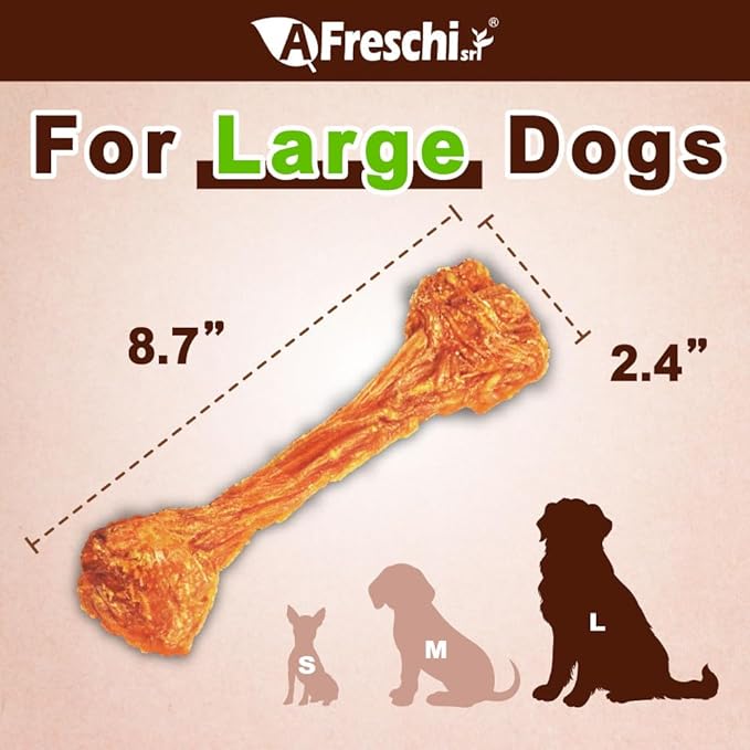 AFreschi Natural Turkey Tendon Bone (L) 1 Unit per Pack, Dog Treats for Signature Series, All Natural Human Grade Puppy Chew, USA-Sourced Turkey Tendon, Hypoallergenic, Rawhide Alternative