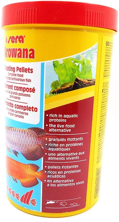 sera Arowana 12.6 oz 1000 ml | Arowana Fish Food Pellets for Carnivorous Fish | Floating Pellets with High Aquatic Protein | Tropical Food | Aquarium Food for Carnivore Fish