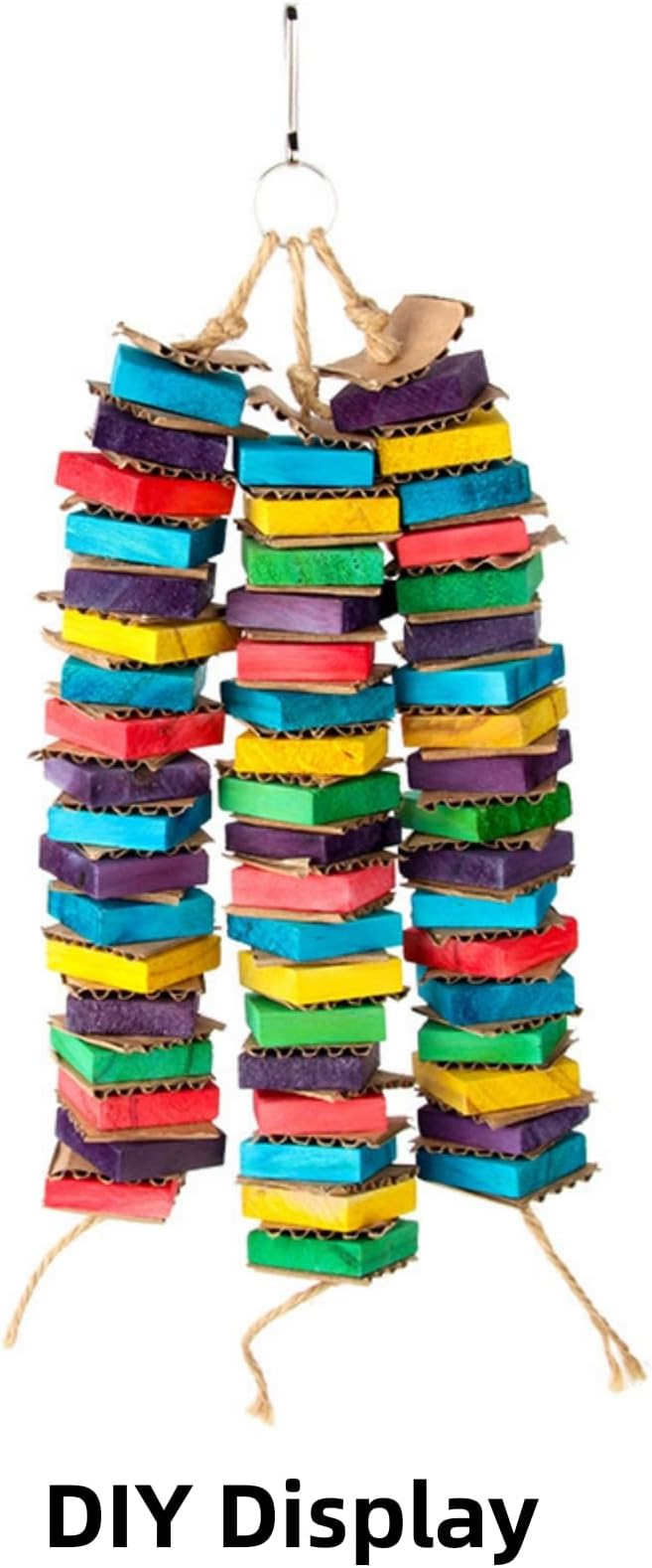 Bird Toys, Wood Wooden Colored 300pcs Parrot Toys for Large Birds, Multicolored Natural Wooden Blocks,African Grey Parrots, Macaws, Cockatoos, Parrot chew Toys, Aviary DIY Hanging Toys