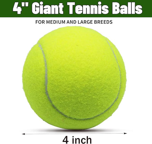 Magicorange Tennis Ball Dog Toys，2 Pack 4 inch Oversize Giant Tennis Balls Dog Tennis Ball Large Pet Chew Toy for Outdoor/Indoor Sports (Multicolor, 2 Pack)