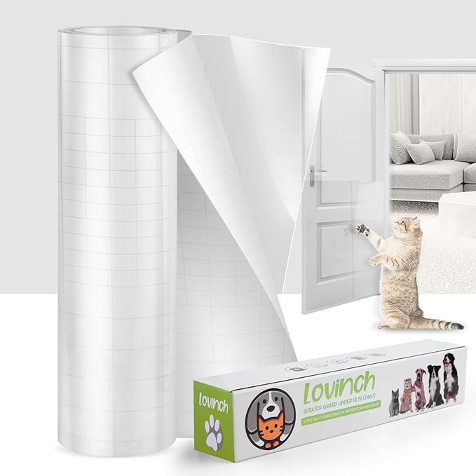 [Thicken Vinyl] Anti Cat Scratch Furniture Protector, Single-Sided Sticky Couch Protector for Cats, Flexible Couch Corner Guard Under Cats Claw, Cat Scratch Deterrent Tape-(160" x 8")