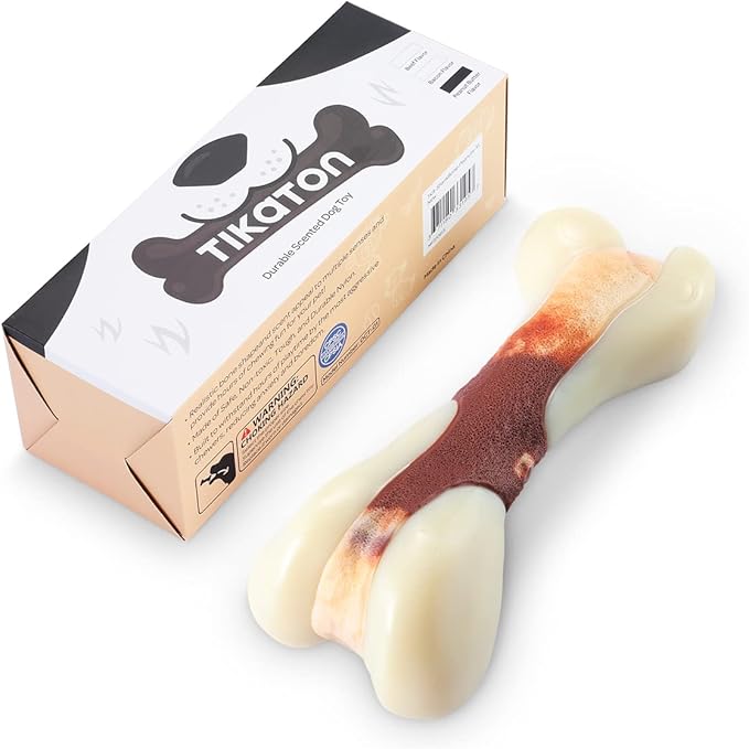 Tikaton Indestructible Dog Chew Toys for Aggressive Chewers, Bacon Flavor Durable Dog Teething Chew Toys Bones for Large/Medium/Small Puppies