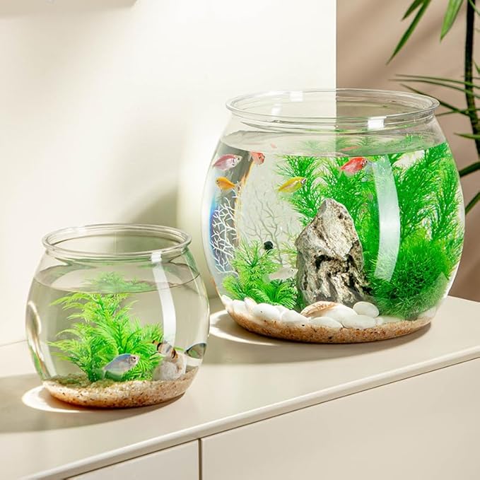 2 Pack Plastic Fish Bowls, 135oz Round Plastic Fish Tank 1 Gallon Aquarium Hydroponic Planter Floral Container for Candy, Carnival Games, Prizes, Party and Table Centerpiece Home Decor