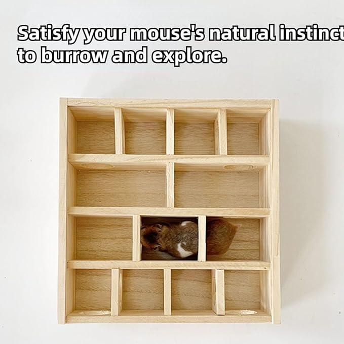 Wooden Maze Tunnel Toy, Small Pet Animals Activity Sport Labyrinth Dwarf Hamster Play Toys Maze Tunnel Mice Wooden Funny Toy