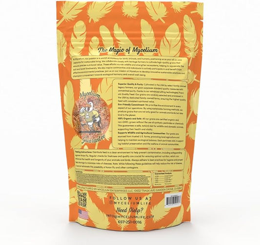 Mycelium Cockatiel Cuisine Bird Food | 5 lb Premium Seed Mix with Vegetables, Fruits, Sunflower Seeds, Oat Groats & Buckwheat for Energy, Digestion, and Feather Health | Organic & Non-GMO