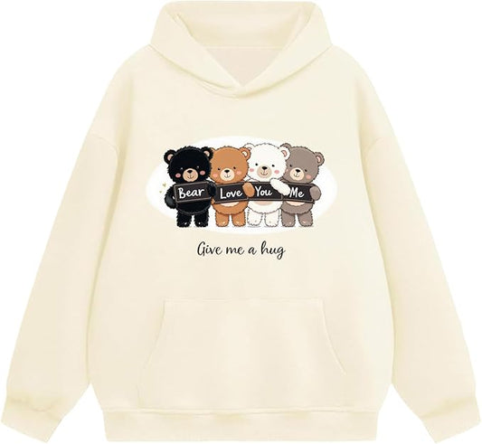 Oversized Hoodies for Women 2025 Trendy Cute Dog Cat Print Sweatshirts Hooded Pullover Tops with Kangaroo Pocket