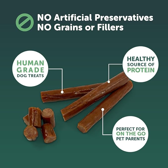 Deli Sticks Pork and Turkey Human-Grade Gluten-Free Soft and Chewy Dog Treats, 10 Count Bag