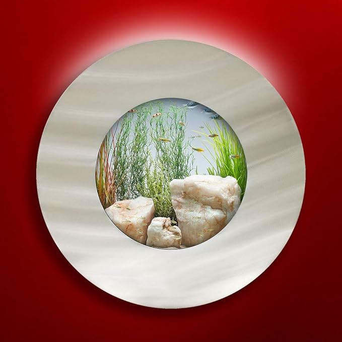 AA-Porthole-BSILVER 2.0 Wall Mounted Aquarium, Brushed Silver