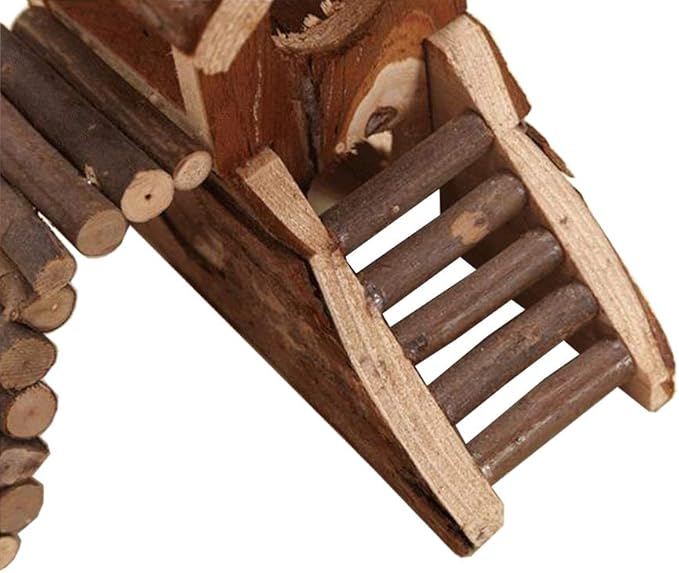 Wontee Hamster Wood House Hideout Hut for Dwarf Hamsters Mice Small Gerbils (C- Hamster House)
