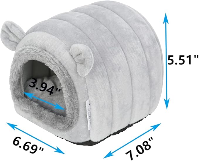 YOGURTCK Hamster Hedgehog Guinea Pig Cave Bed Nest Hideout, Small Animals Cage Supplies Warm House - Gray