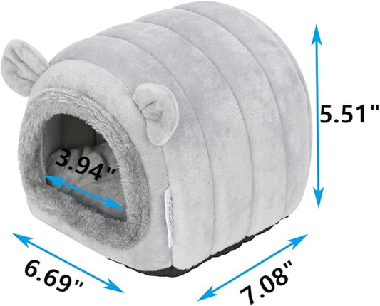 YOGURTCK Hamster Hedgehog Guinea Pig Cave Bed Nest Hideout, Small Animals Cage Supplies Warm House - Gray