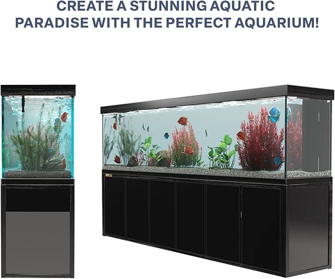 500 Gallons Tempered Glass Aquarium, Modern Rectangular Black Tank with Advanced Filtration System - Fish & Aquarium Equipment