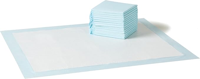 Amazon Basics Heavy Duty Dog Training Pads, XL Puppy Pee Pads with Quick-Dry Surface, 34L x 28M inches, Blue & White, 15-Count