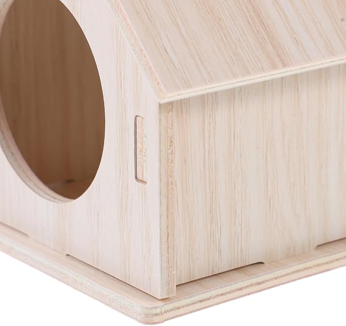 Wooden Hamster House Hideout for Small Pets and Design for Dwarf Hamsters Gerbils and Mice Cozy Sleeping Space and Fun Exercise Area