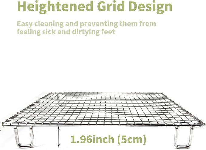 Upgraded Large & Medium Litter Box for Rabbits & Guinea Pigs – Ideal for Bunnies, Ferrets, and Small Pets High-Capacity Cage Toilet Tray with Elevated Grid & Low Entry Design (Large)