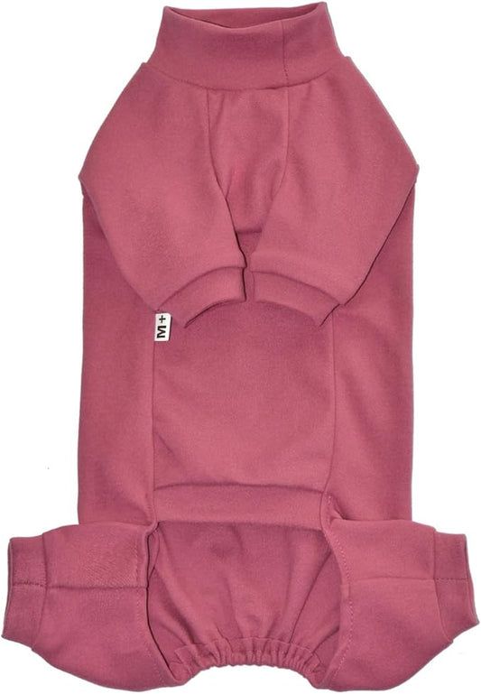 Sphynx Cat Four Leg Warm Fleece Pajamas Elastic Pet Clothes for Hairless Cats Surgery Recovery Suit for Sphynx, Devon, Cornish (Rose, XL (12-14.3 lbs))