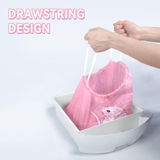 ANWA 40 Count Cat Litter Box Liners for Automatic Cat Litter Box and Litter Box Robot 4/3, Heavy-Duty, Extra Thick, Pink