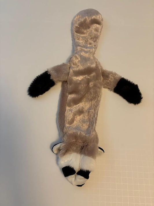 Stuffless Dog Toy, Soft Plush Raccoon