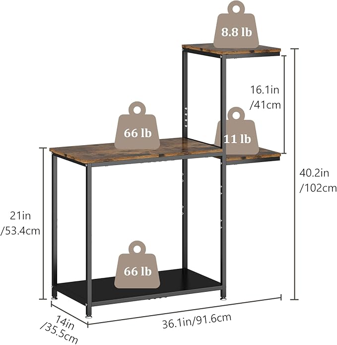 GILLAS 5-10 Gallon Fish Tank Stand, Metal Double Aquarium Stand with Shelf for Fish Tank Accessories Storage, 24.4" x 14" Tabletop Fits Aquarium,Turtle Tank or Reptile Terrariums