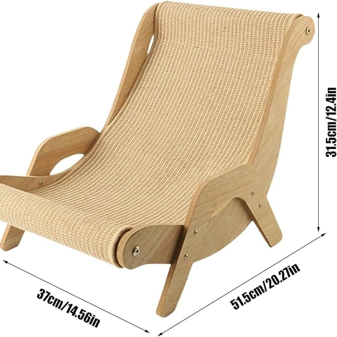 Sisal Cat Scratcher Bed,Natural Solid Wood Scratch Lounger for Indoor Small Medium Large Cat (Large/Extra Large),Large