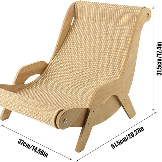 Sisal Cat Scratcher Bed,Natural Solid Wood Scratch Lounger for Indoor Small Medium Large Cat (Large/Extra Large),Large