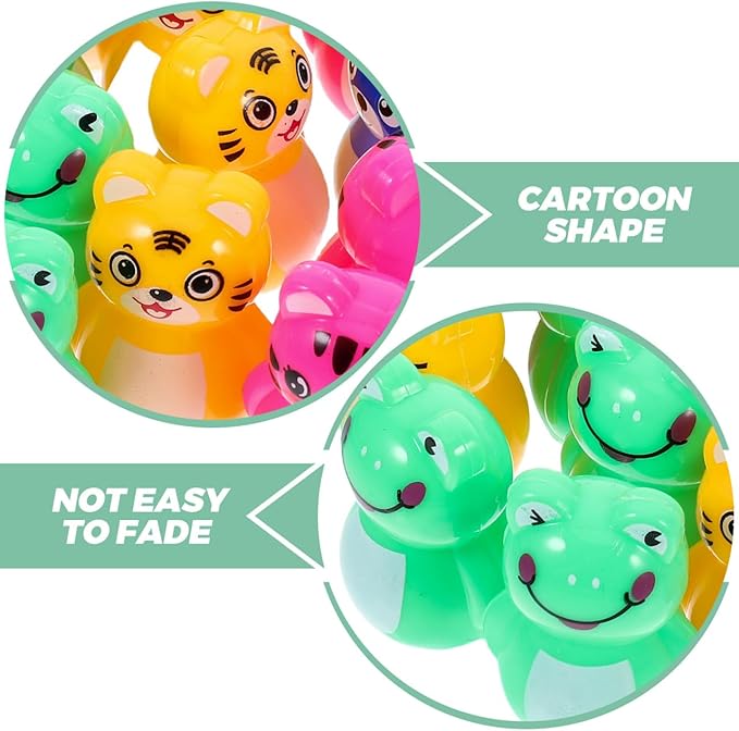 24Pcs Mini Animal Tumblers - Assorted Color Tiny Figurines for Kids Ideal for Party Favors Classroom Rewards and Imaginative Play