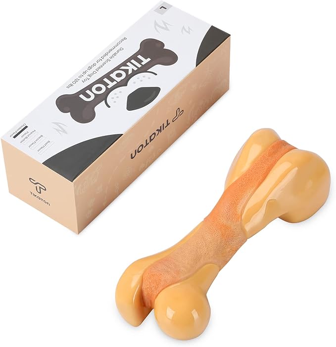 Tikaton Indestructible Dog Chew Toys for Aggressive Chewers, Chicken Flavor Durable Dog Teething Chew Toys Bones for Large/Medium/Small Puppies
