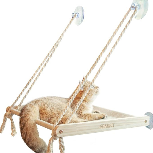 Cat Window Perch, Easy to Assemble Hammock for Window, Indoor/Outdoor Cat Seat/Bed Supports 40 lbs (Drilling-Free), 1 Pack