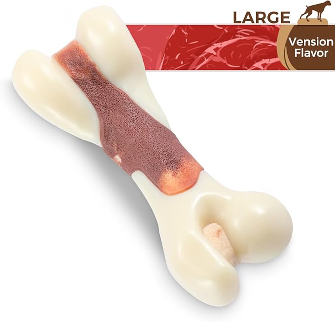 Tikaton Dog Chew Toys for Aggressive Chewers, Vension Flavor Durable Dog Teething Chew Toys Bones for Large/Medium/Small Puppies