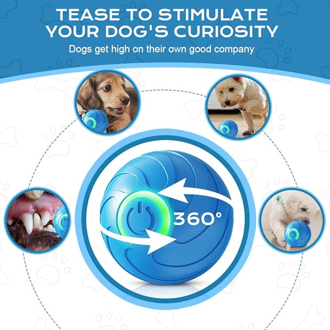 Vibrating Dog Ball, Moving Dog Ball, Shaky Ball Toy for Dogs, Interactive Bouncing Ball for Dog, Automatic Moving Dog Toy Ball, Shaking Dog Ball for Small Medium Large Dogs (Blue)