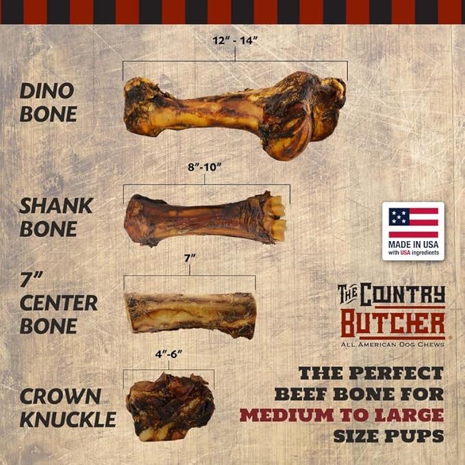 Giant Dog Bone, Gift for Dogs - Birthday, Gotcha, Holiday Large and Medium Breeds, Natural, Tough, Made in The USA, 1 Count