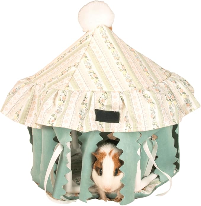 Guinea Pig Hideout Large with Curtain, Bunny Hideout, Machine Washable Guinea Pig Hide Tent Houses & Habitats, Small Animal Hideout for Pet Rabbit, Ferret, Rat, Chinchilla, Squirrel (Green)