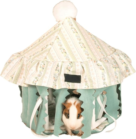 Guinea Pig Hideout Large with Curtain, Bunny Hideout, Machine Washable Guinea Pig Hide Tent Houses & Habitats, Small Animal Hideout for Pet Rabbit, Ferret, Rat, Chinchilla, Squirrel (Green)