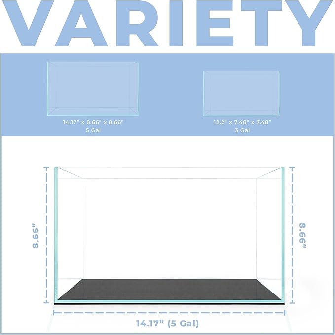 5 Gallon Rimless Tank - 14.17 x 8.66 x 8.66 inches Fish Tank - Nano Style Rimless Fish Tank - Clear Nano Glass Aquarium - Space Saving 5 Gallon Fish Tank - Durable Rimless Aquarium