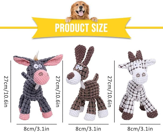 Soputry Plush Squeak Pet Toy, Interactive Stuffed Sound Toy for Small Medium Large Dogs, Squeaky Chew Toy (Donkey)