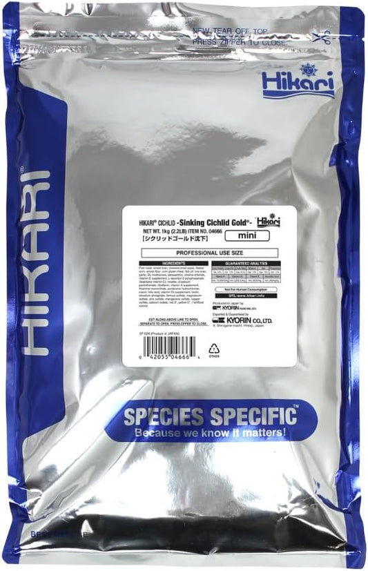 (2 Pack) Hikari Sinking Cichlid Gold Pellets for Pets, Mini - 2.2 Pound Bags (4.4 Pounds Total)