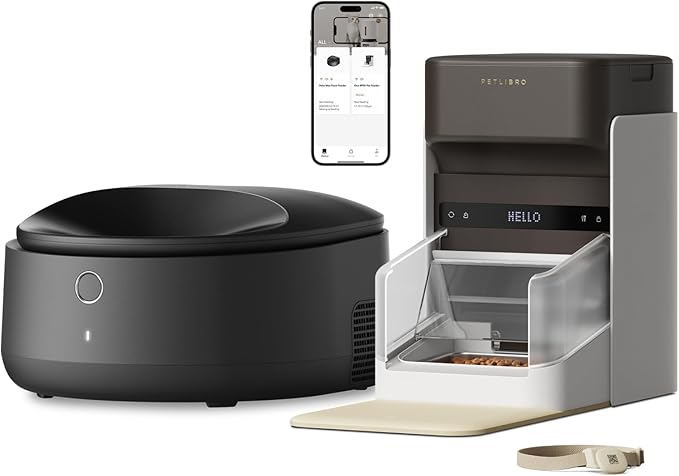 Bundle of PETLIBRO Upgraded RFID Automatic Cat Feeder, 5G Wi-Fi Automatic Pet Feeder, 3L Auto Cat Feeder App Control for Dry Food+ PETLIBRO Wi-Fi Automatic Wet Food Feeder, Refrigerated Pet Feeder
