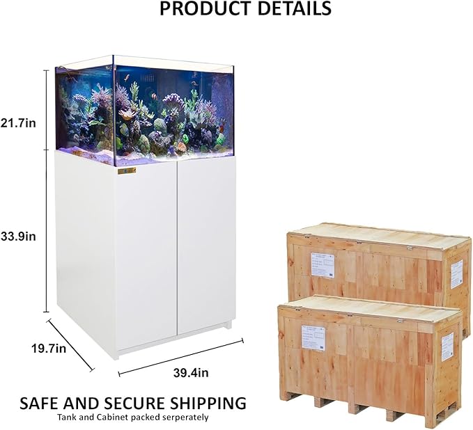 Coral Reef Aquarium Tank | 115 Gallon Ultra Clear Glass with Sump, White