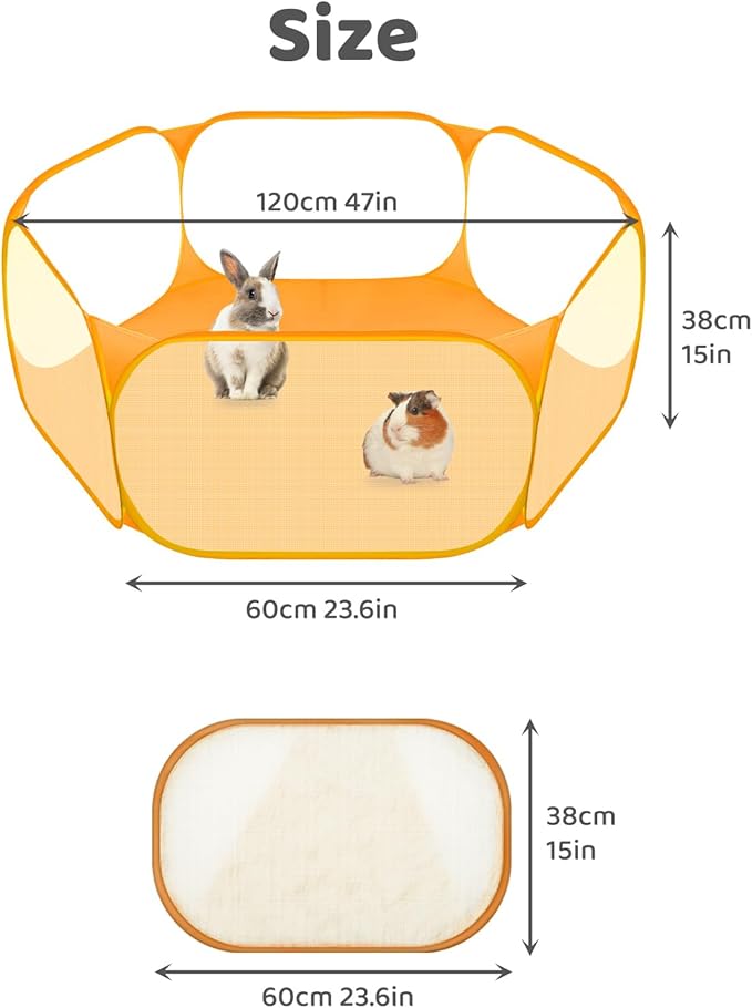 Amakunft Small Animals C&C Cage Tent, Breathable & Transparent Pet Playpen Pop Open Outdoor/Indoor Exercise Fence, Portable Yard Fence for Guinea Pig, Rabbits, Hamster, Chinchillas and Hedgehogs