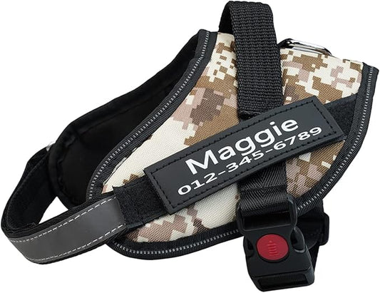HOTGOL Custom No Pull Dog Harness with Personalize Name and Phone Number Tag,Reflective Breathable Adjustable Pet Vest for Small to Large Dogs