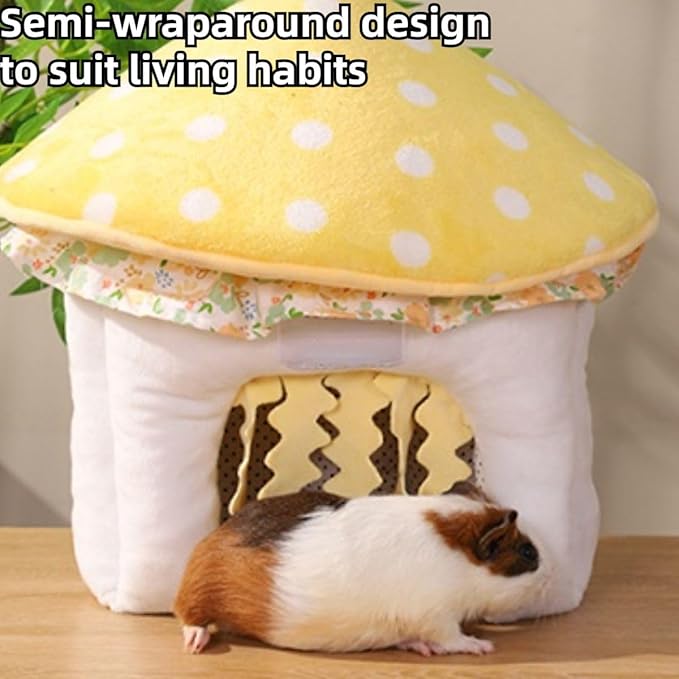 Guinea Pig Hideout, Mushroom Shaped Guinea Pig Tunnel, Small Animal Cage Accessories for Bunny, Hamster, Chinchilla, Ferret, Rabbit and Other Small Pets (Medium)