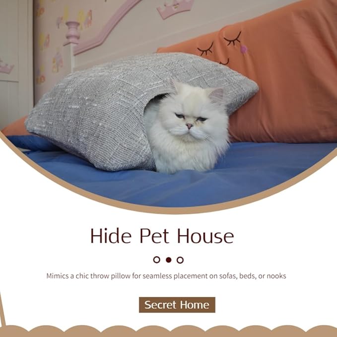 Peekaboo Cat Cave Small Square Tunnel pet House, Comes with Two Protective Covers as a Gift