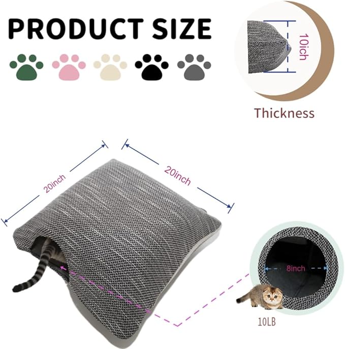 Peekaboo Cat Cave Small Square Tunnel pet House, Comes with Two Protective Covers as a Gift