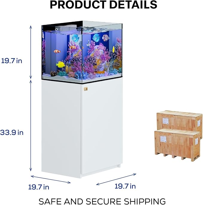 Saltwater Aquarium Tank | 50 Gallon Ultra Clear Glass with Sump, White