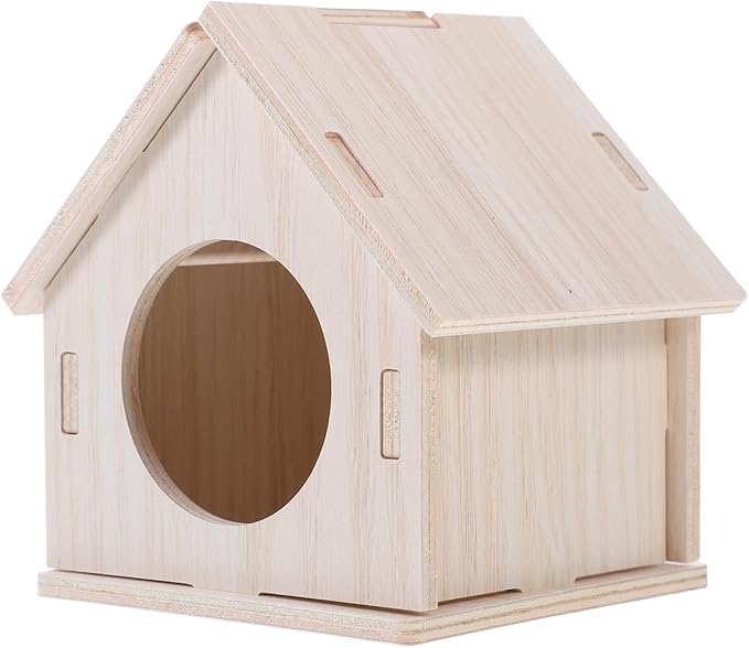 Wooden Hamster House Hideout for Small Pets and Design for Dwarf Hamsters Gerbils and Mice Cozy Sleeping Space and Fun Exercise Area
