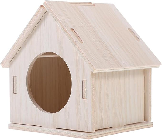 Wooden Hamster House Hideout for Small Pets and Design for Dwarf Hamsters Gerbils and Mice Cozy Sleeping Space and Fun Exercise Area