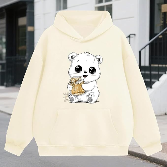 Oversized Hoodies for Women 2025 Trendy Cute Dog Cat Print Sweatshirts Hooded Pullover Tops with Kangaroo Pocket