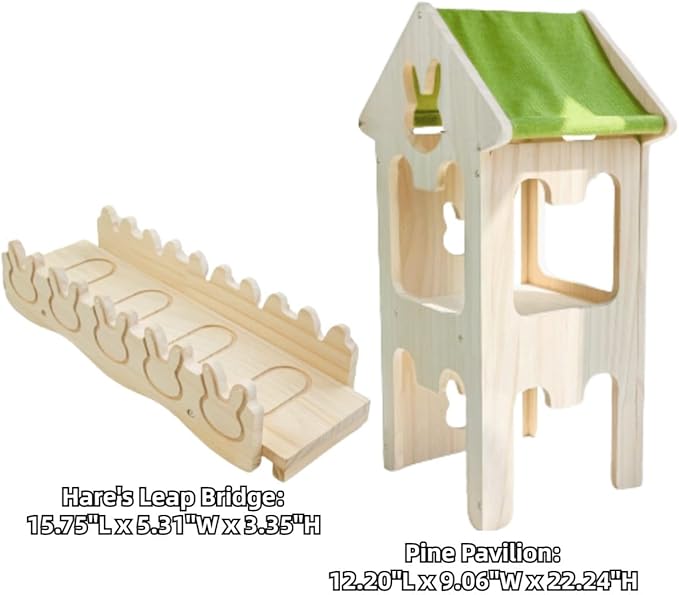 Wooden Guinea Pig Hideout, Bunny Houses and Hideouts Climbing Toys, Hamster Maze, Small Animal Accessories for Rabbit, Chinchilla, Rat, Mice, Gerbil (Combinations 6)